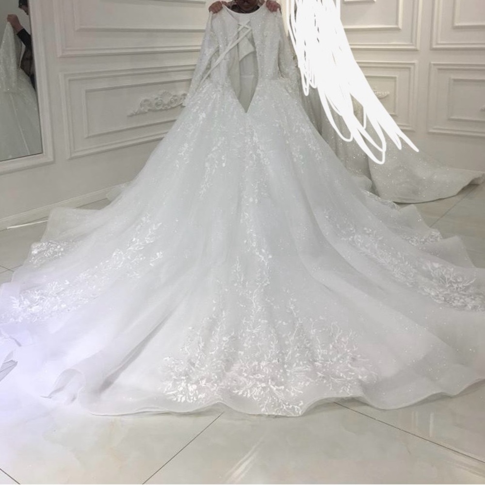 Modest Wedding Dress + Veil - Picture 4 of 8